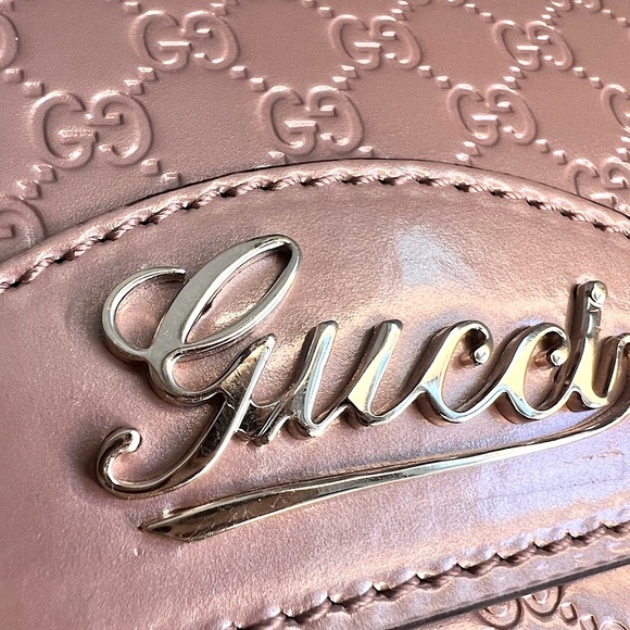 GUCCI Valentine GG Guccissima Continental Trifold Enamel Pink Leather Wallet - Picture 5 of 15